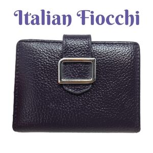 Vintage Italian Fiocchi Women Wallet Deep Purple Leather Fit In Hand Snap Close